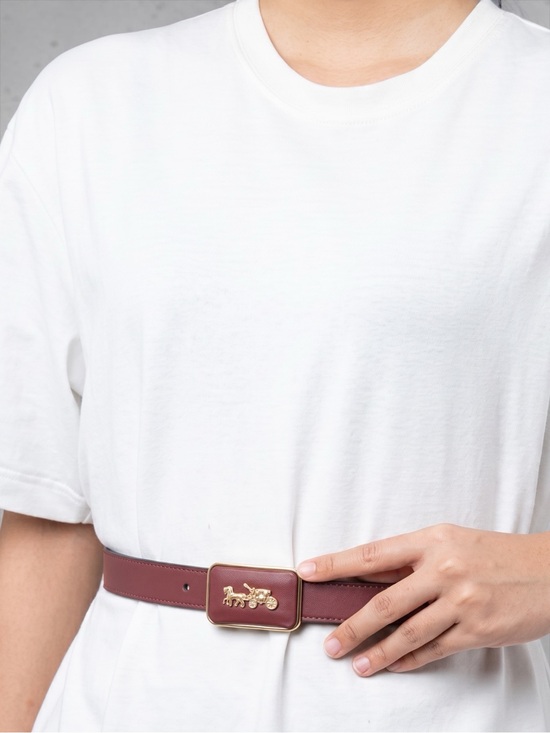 Coach Accessories - Coach Women’s Grace Plaque Buckle Belt In Wine Ox blood Size Large (25 mm)